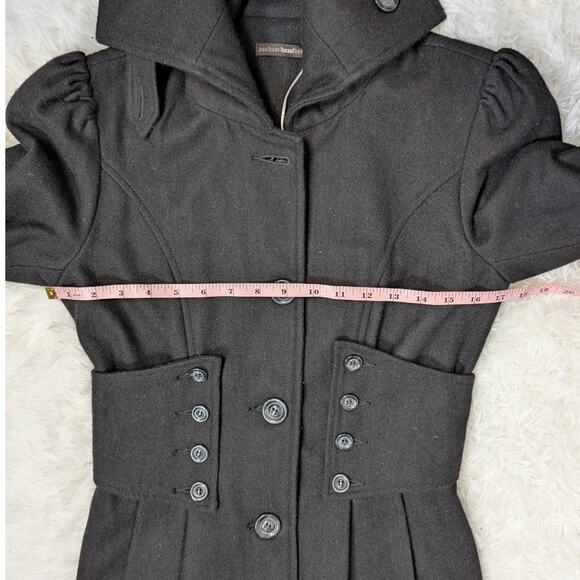 Hazel Hazel Black Wool Blend Fit & Flare Military Coat Size Small - Picture 6 of 16
